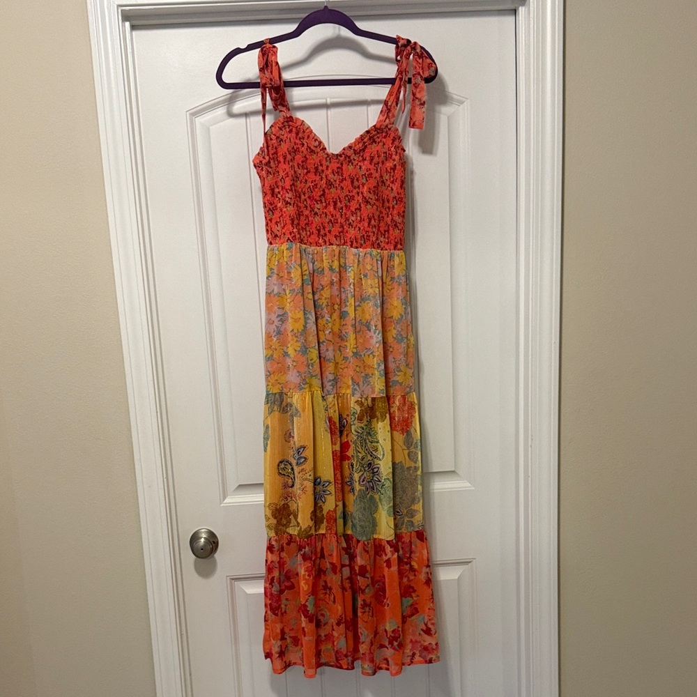 Mystree Red and Yellow Floral Maxi Dress